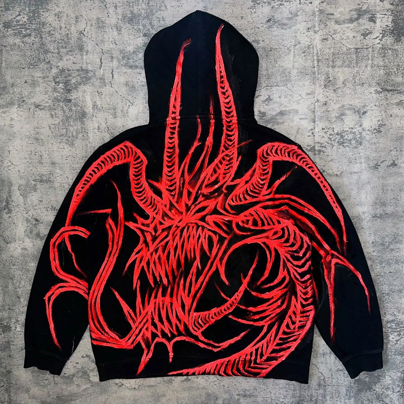Harajuku Oversized Gothic Dragon Print Hoodies Women Hoodie Streetwear