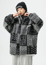 Skatercore Fit – Men Paisley Fleece Jackets Coats Fashion Hairy Zipper Loose