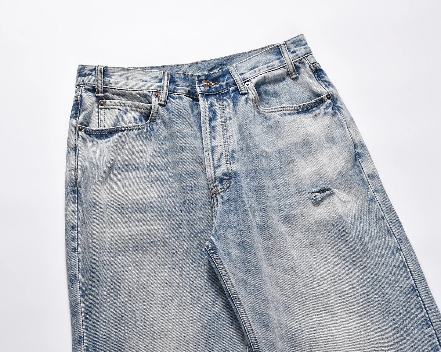 kanye west heavy industry high street jeans straight tube washed knives cut ground edges sagging jeans pants holes for men unique jeans style 2026