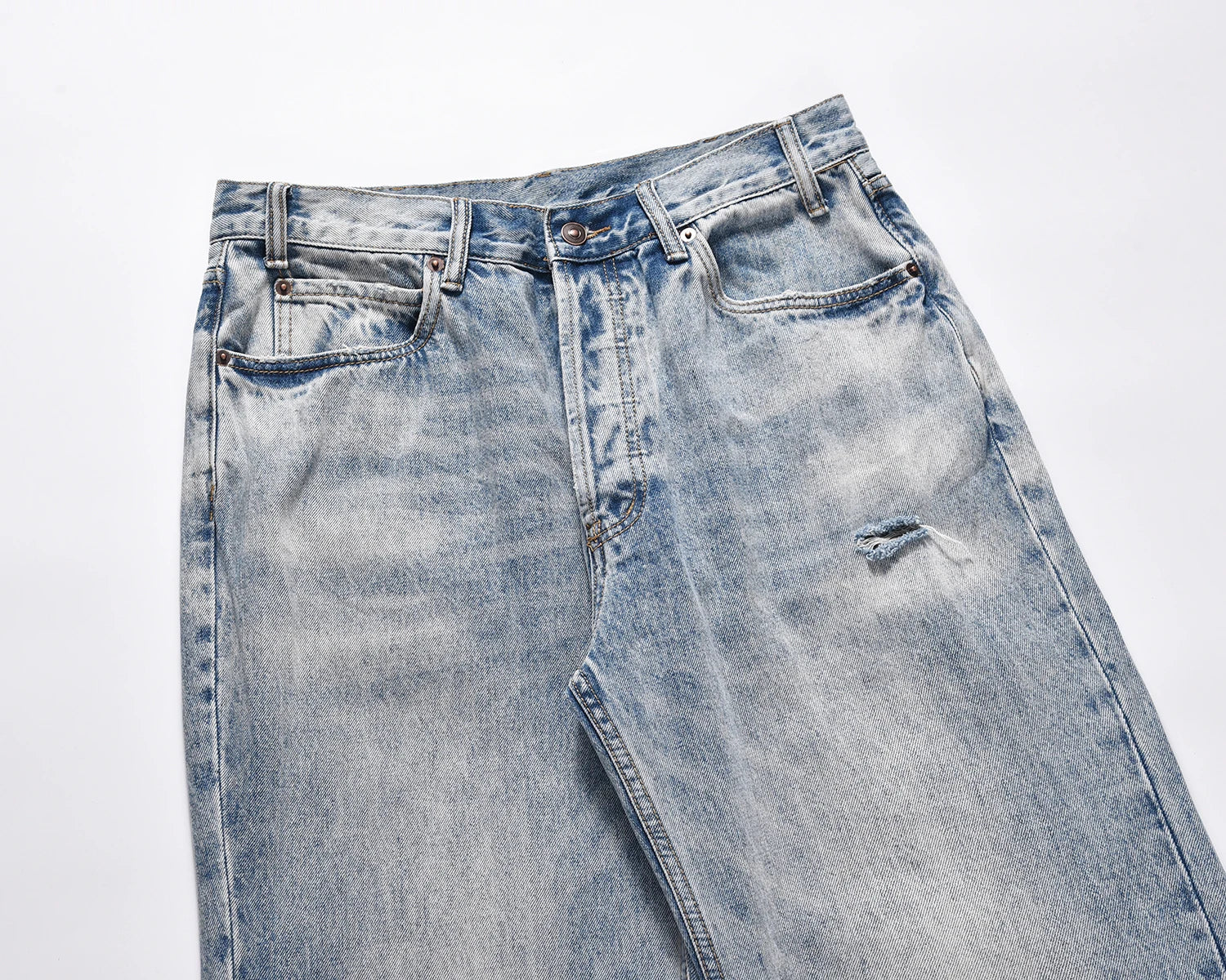 kanye west heavy industry high street jeans straight tube washed knives cut ground edges sagging jeans pants holes for men unique jeans style 2026