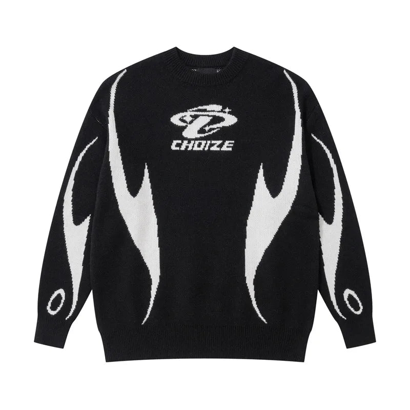 mens racing style sweater knitted pullovers casual long sleeve loose o neck harajuku sweaters streetwear unisex jumpers knitwear - unisex casual winter pullover, urban fashion pullover, vintage look oversized hoodie
