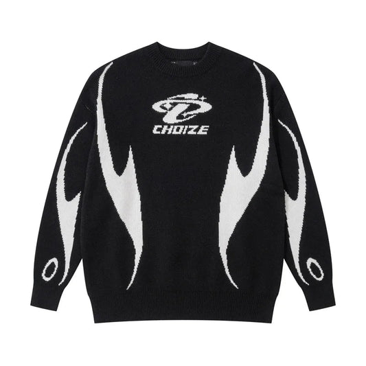 mens racing style sweater knitted pullovers casual long sleeve loose o neck harajuku sweaters streetwear unisex jumpers knitwear - unisex casual winter pullover, urban fashion pullover, vintage look oversized hoodie