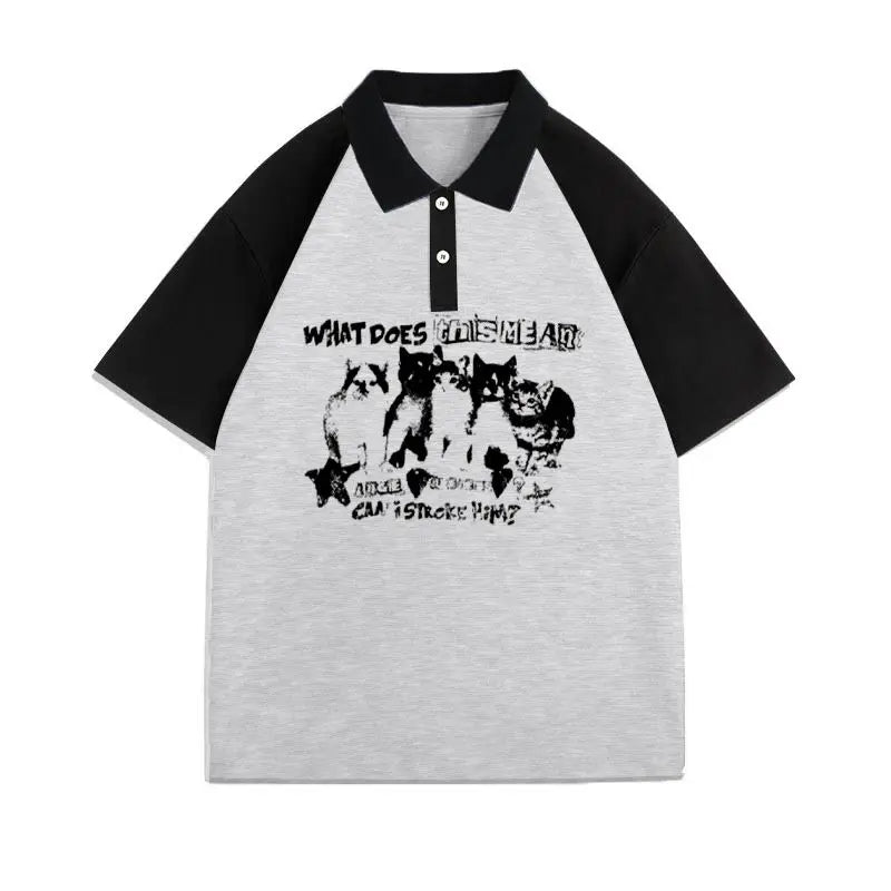 Harajuku Graphic tee – Summer American Street Men And Women Trendy Personalized Cat