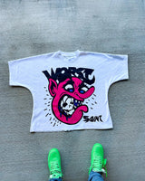 Vaporwave Graphic tee – Y2K Retro Casual Cartoon Print Round Short Sleeved Oversized