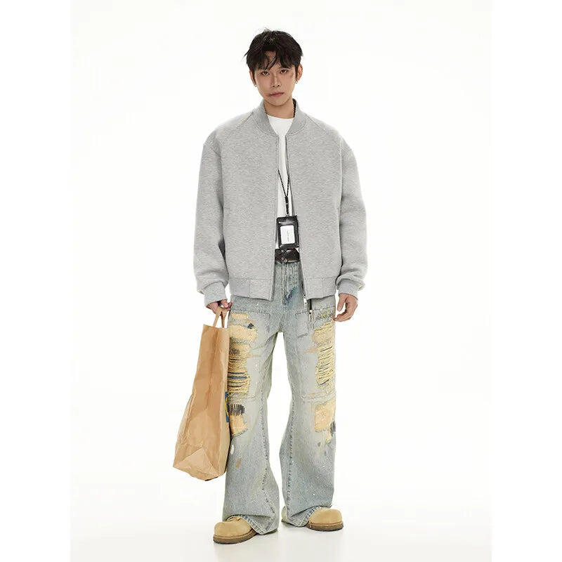 checkered varsity bomber, high-street look, men's streetwear fashion, trendy oversized fit, urban techwear design, modern hip