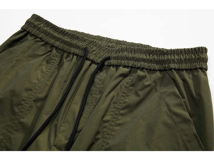 multi pocket mens wide leg straight cargo pants korean fashion track pants male casual loose mopping trousers four seasons unique cargo style 1033