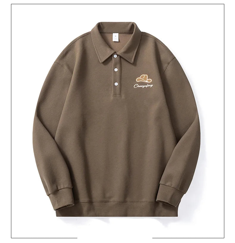 Men Embroidery Fashion Loose Casual Pullover Sweatshirt Spring Autumn