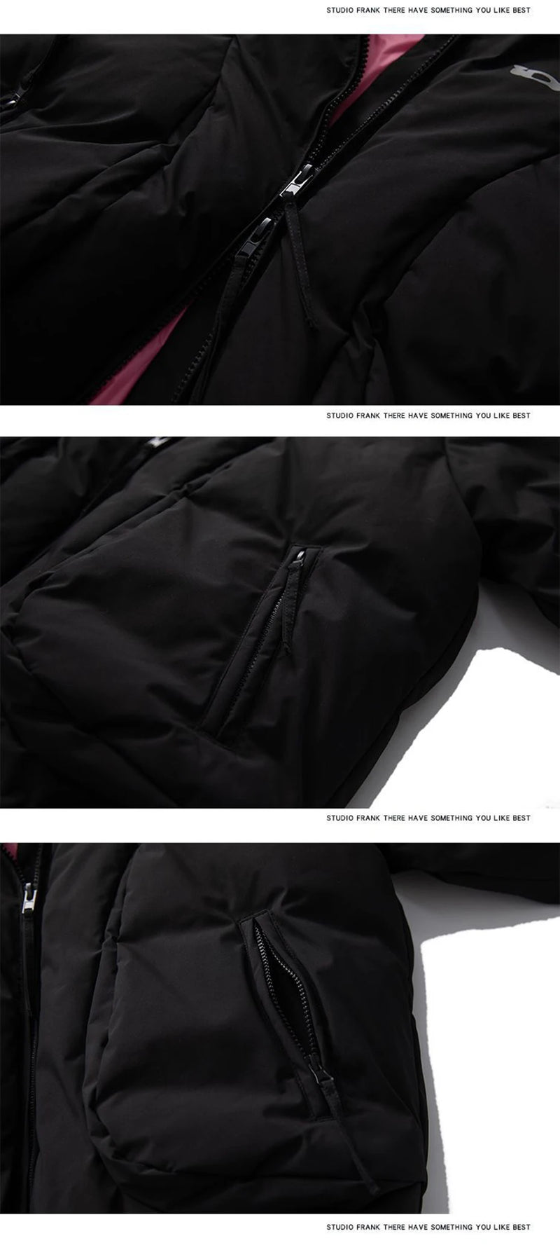 Hooded Down Jackets Winter Parkas Coats Men Solid Loose Casual Down Coats Padded Jackets Parkas Black