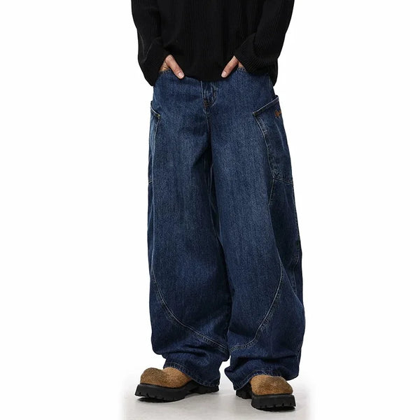 men women streetwear fashion vintage loose casual wide leg denim cargo baggy jeans pants cityboy harem trousers baggy cargo bottoms