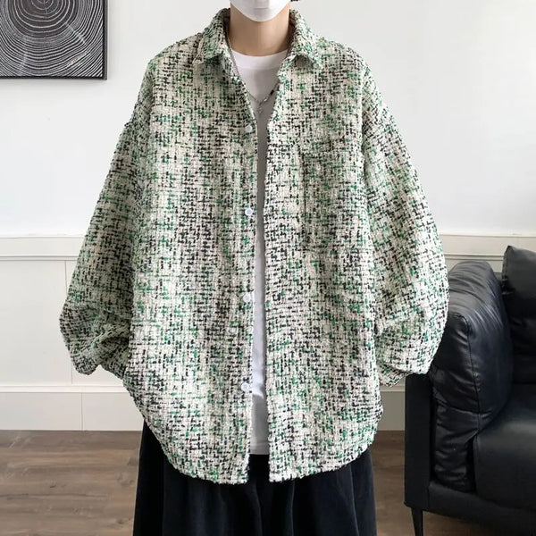 Original New Korean Harajuku Check Jacket Mens Autumn 2024 New Design