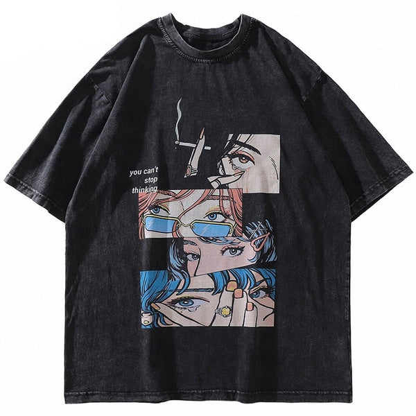 "Glares" Graphic Unisex Streetwear Women Men Y2K T-Shirt