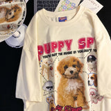 Gothic Crying angel – American Retro Cute Puppy Print Short Sleeved Summer Men And