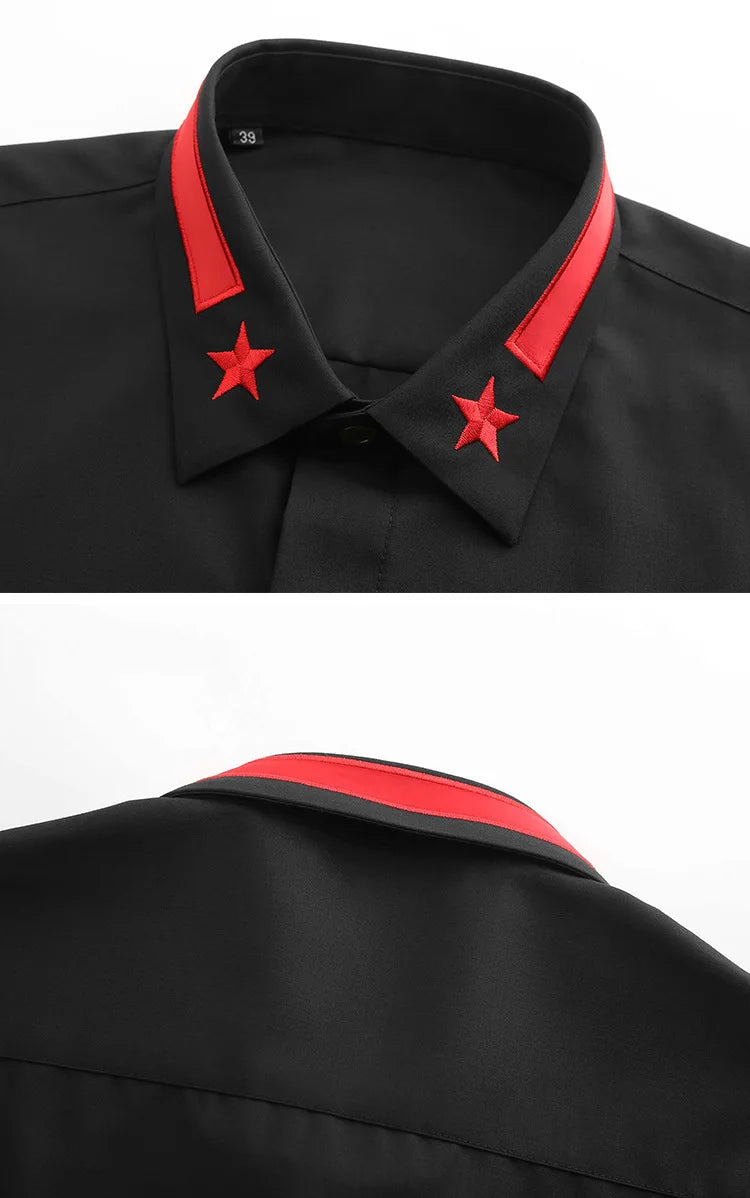 New 2022 Luxury Men Classic Embroidered stars comfortable Fashion Cotton Casual Shirts Shirt High Quality Short Sleeves A116