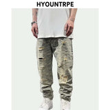 fashion paisy denim jeans mens destoryed holes zipper jeans pants hip hop streetwear new summer casual joggers loose jeans pants streetwear sweatpants