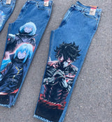harajuku y2k style blue popular anime graphic wide leg jean fashion streetwear denim mens jeans couples high waist pants vintage washed jeans