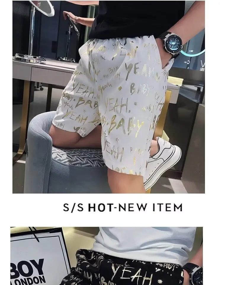 Gold Luxury Swimwear Shorts Breathable Surf Board Shorts