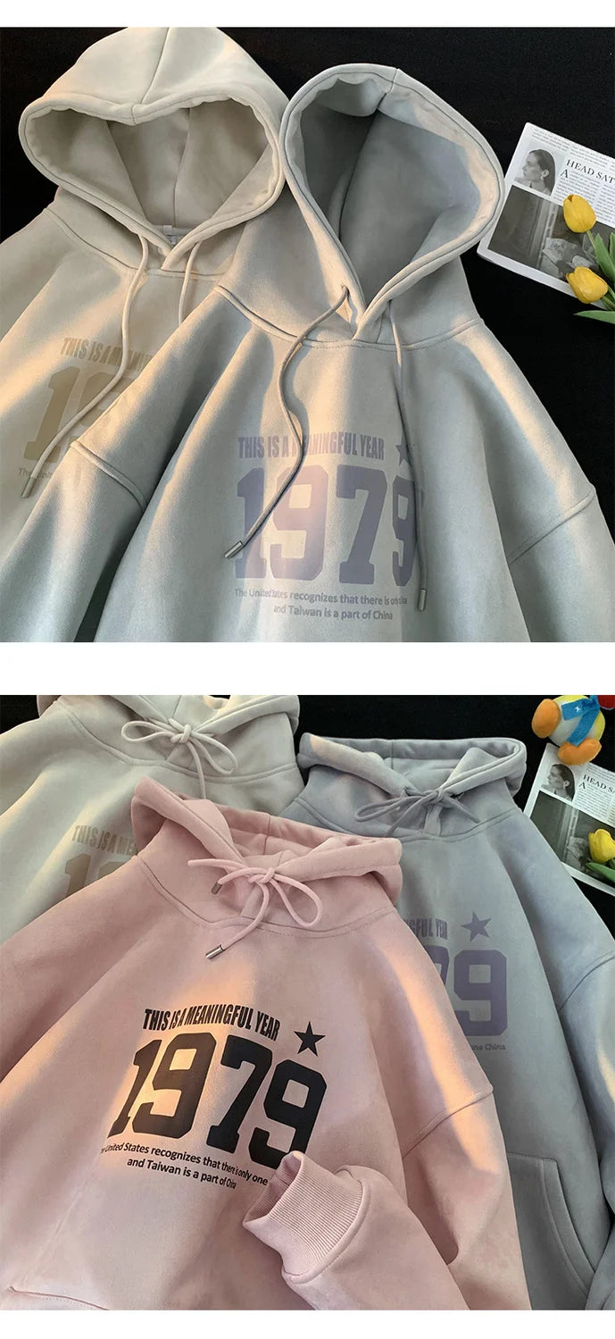 Winter New Korean Men's Hooded Sweatshirt New Niche Ins Harajuku Style Personality Loose Casual Y2K Couple Thickened Jacket Top