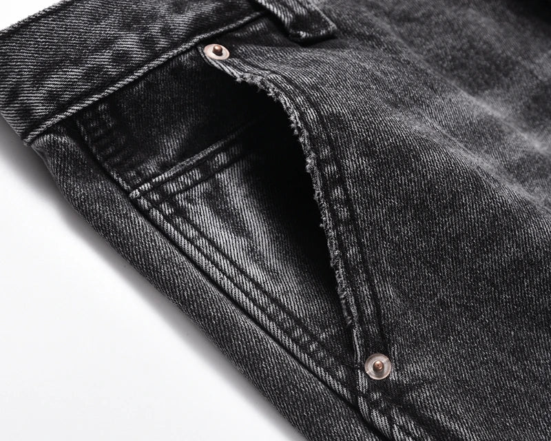 patchwork graffiti black straight denim pants mens vintage patches stitching ink splashed jeans y2k logging cargo pants for male unique cargo style 1485