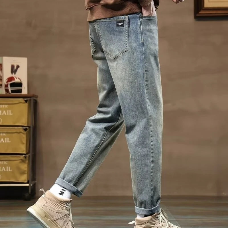 mens harajuku patchwork streetwear graphic print hip hop jeans novelties 2021 casual joggers cargo pants clothes for teenagers sporty tapered joggers