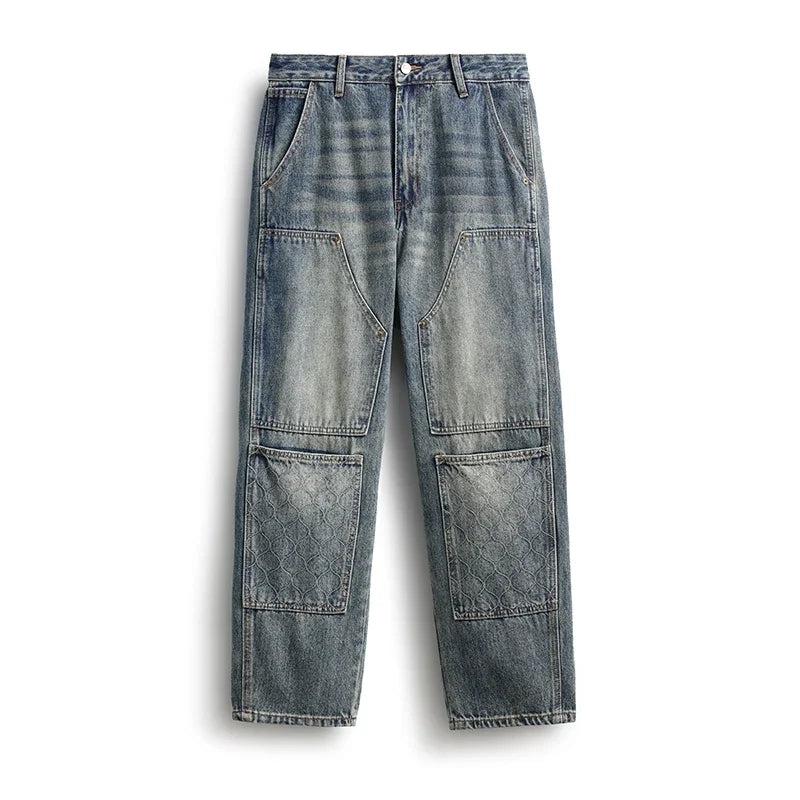 men streetwear fashion loose casual plus size denim harem jeans pant cityboy retro splice pocket cargo jeans trousers 40 38 unique cargo style 3207