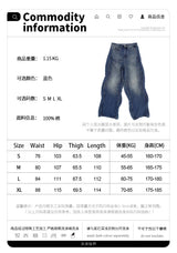 2024 autumn and winter new wave pants wash do old outline jeans unique jeans style 6265