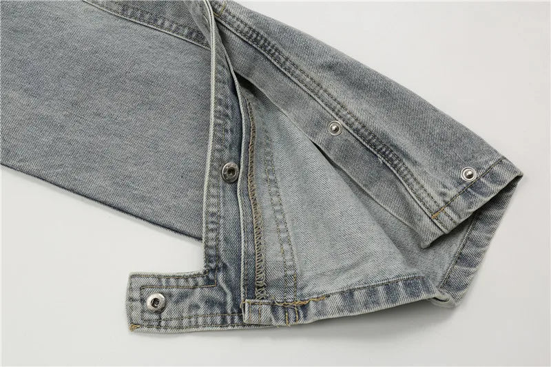 men fashion denim jeans casual bottom button open straight jeans with pockets hip hop streetwear zipper cargo joggers jean pants unique joggers style 2504