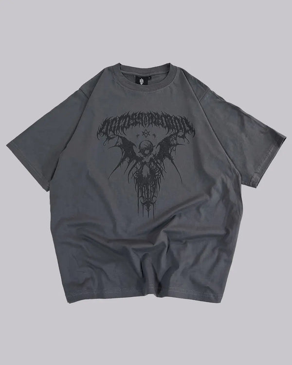 Skatercore Chrome logo – Harajuku Oversized T Shirt With New Gothic Devil Angel Lette