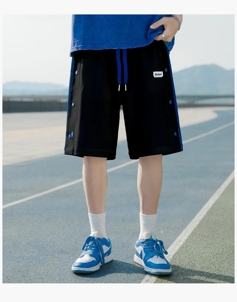 2023 summer new light luxury fashion casual beach pants men straight shorts loose pants boutique clothing simple style unique shorts style 4096