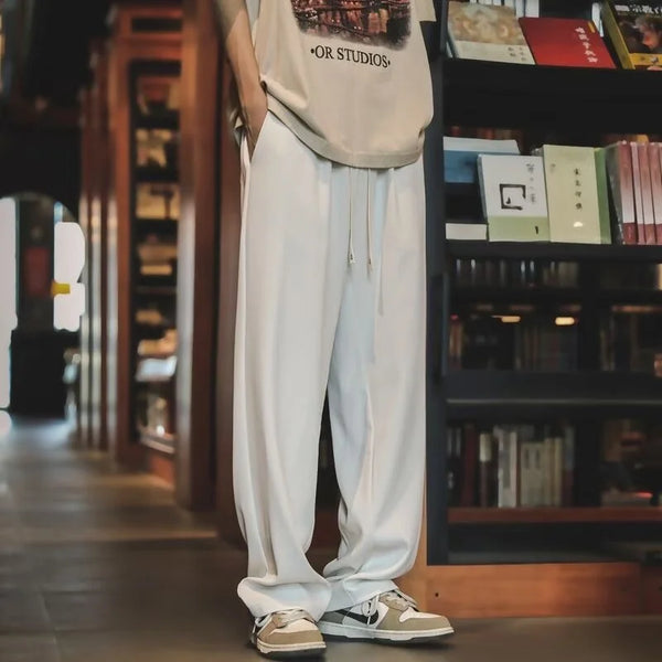autumn mens sweatpants korean fashion sportswear drawstring wide leg straight track pants casual y2k streetwear baggy trousers urban active pants