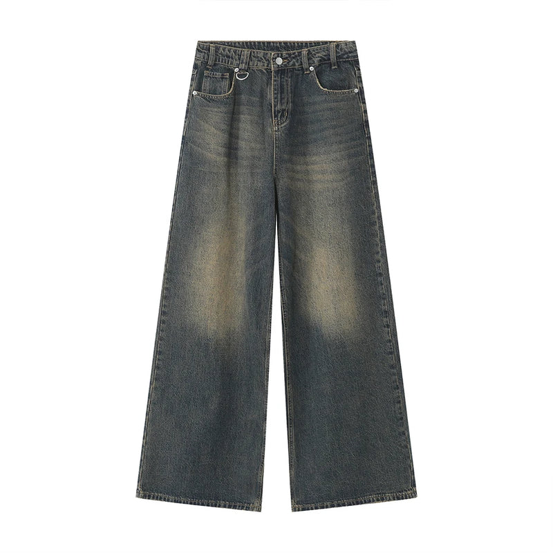 mens vintage blue baggy jeans male black loose straight denim pants y2k casual jeans trousers vintage washed jeans