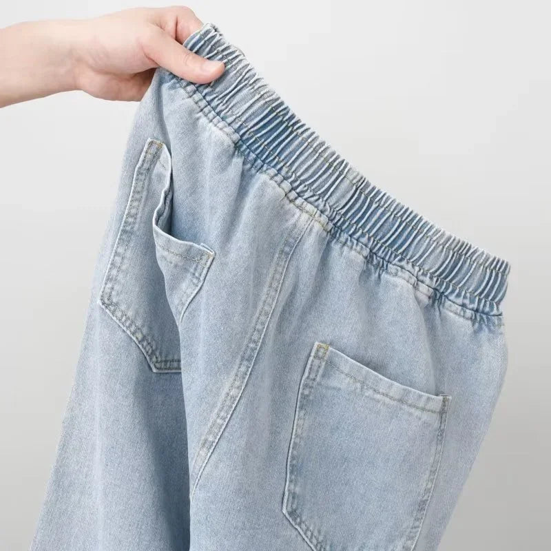 autumn korean fashion drawstring y2k jeans homme classic baggy straight wide leg pants 2025 new hip hop streetwear casual jean ripped baggy denim