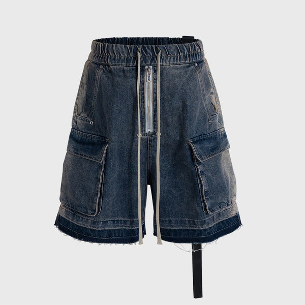 vintage jean shorts for men summer multi pocket loose cargo denim short pants retro y2k shorts techwear unique cargo style 630