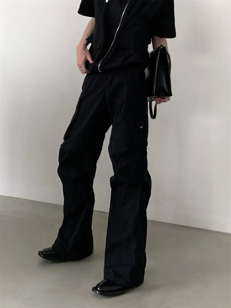 summer sleeveless set men women multi pocket hooded vest jogging cargo pant spring loose casual zipper two piece suit street unique cargo style 445