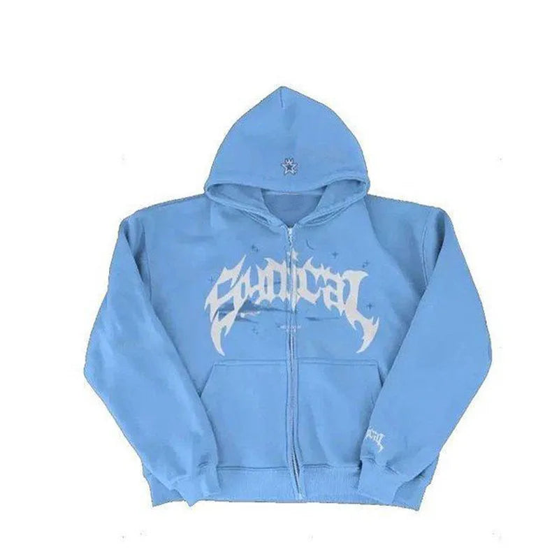 Men Women 2024 New Harajuku Punk Jacket Coat Tops Streetwear Y2K Zippe