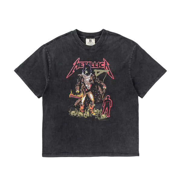 Retro Vintage Metal Rock Band T-Shirt Portrait High-Street Washed Distressed Cotton Tops T-Shirt For Summer