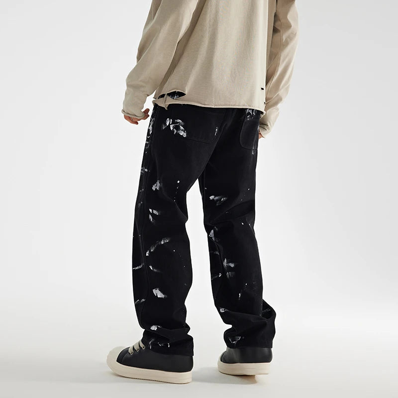 fashion graffiti printed denim jeans mens unisex casual zipper straight jeans streetwear hip hop loose black jean pants joggers urban active pants