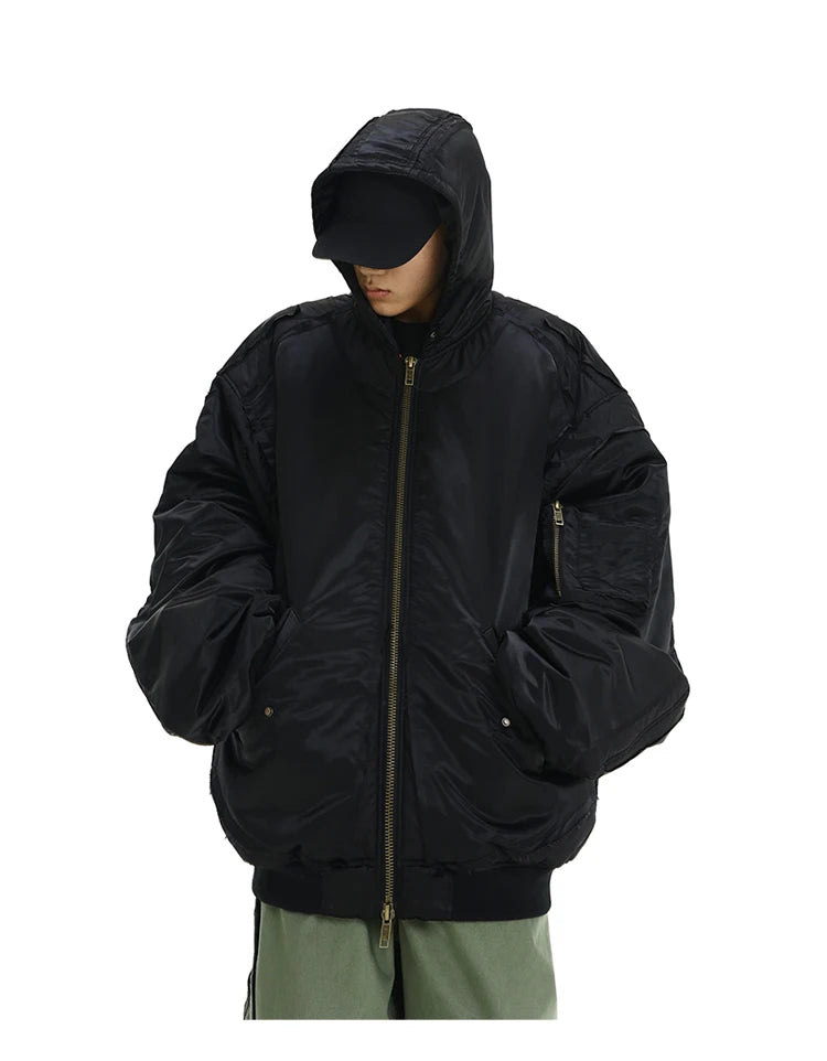 Men Oversize Jacket Winter Parkas Streetwear Thicken Warm Hooded Cotton Padded Bomber Jackets Hip Hop Fashion Casual Loose Coats