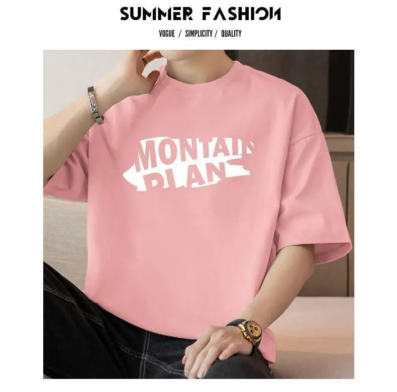 Y2k Anime panel – Heavy Cotton Clothes For Boys Short Sleeved Cotton Loose Clo