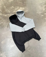 American High Street Fashion Casual Hoodie Men Y2K Harajuku Retro Soli