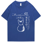 Anime Tokyo Men Tshirts Japanese Oversized Cute Cat Cartoon Print Male Casual Short Sleeve Tops Loose Summer Harajuku Tee Shirt