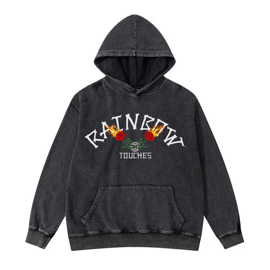 Rainbowtouches Washed High Street Hoodie Unisex Streetwear Printed Unique Printing Clothes Oversize Fashion Hip Hop