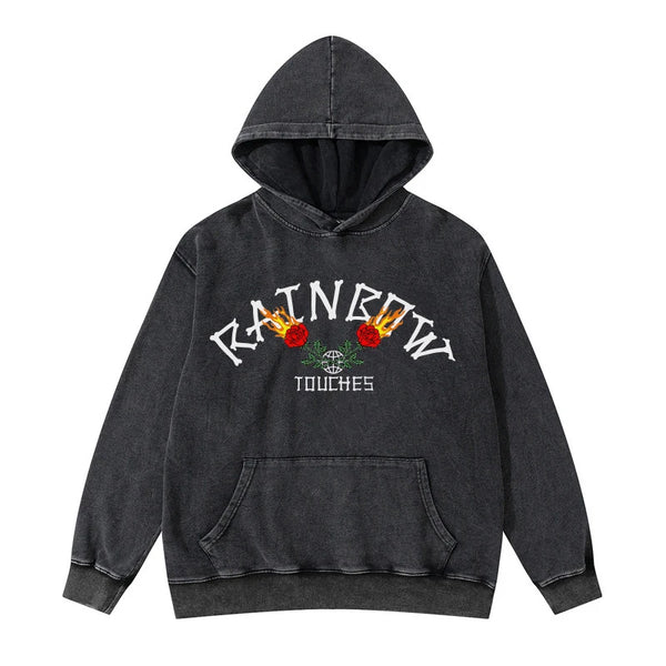 Rainbowtouches Washed High Street Hoodie Unisex Streetwear Printed Unique Printing Clothes Oversize Fashion Hip Hop