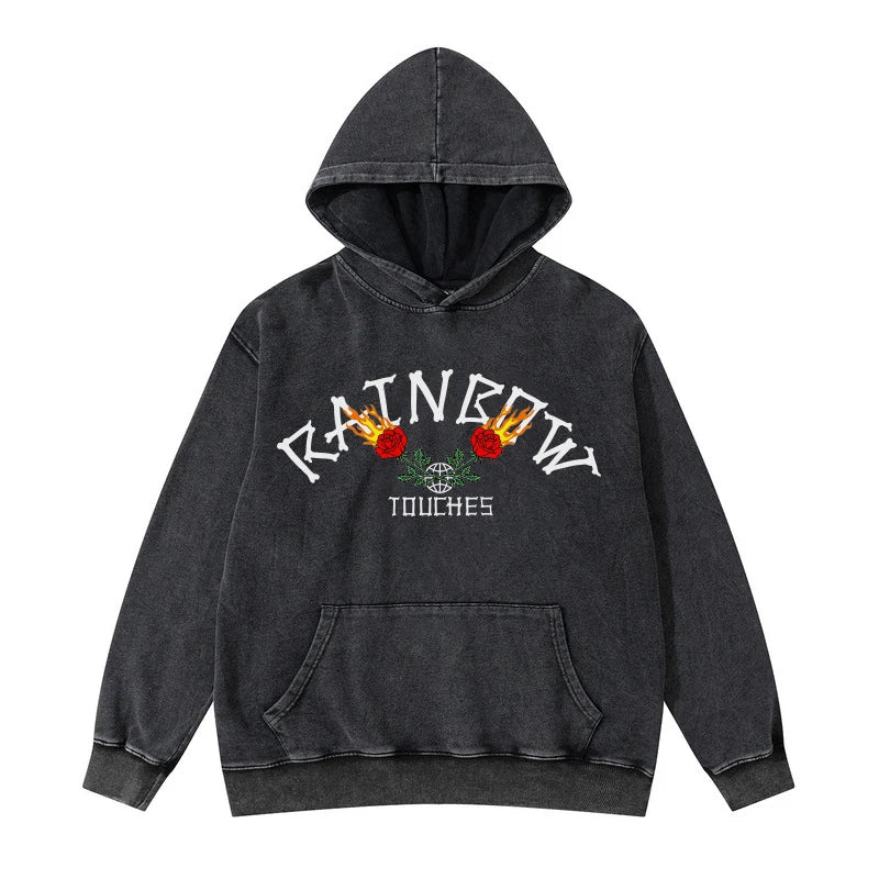 Rainbowtouches Washed High Street Hoodie Unisex Streetwear Printed Unique Printing Clothes Oversize Fashion Hip Hop