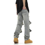 2024 ripped jeans high street straight trousers destroyed hole baggy denim pants vintage retro hip hop 1 stacked flare jeans