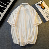 Mens Hollow Lace Elegant Short Sleeve Lazy Style Casual Breathable Personality Hollow Design Thin Shirt Unisex 2024 Summer New