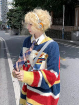 grunge knit sweater with heavyweight fabric, layered urban look for cold weather, street fashion menswear trend for seasonal 