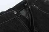 hip hop pockets embroidery letter print jeans shorts for men summer retro oversized wide leg denim knee lenght pants unique jeans style 3640