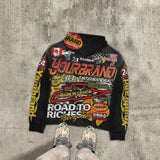 Vaporwave Drop – Hip Hop American Racing Car Graphic Print Hoodies Women Y2K
