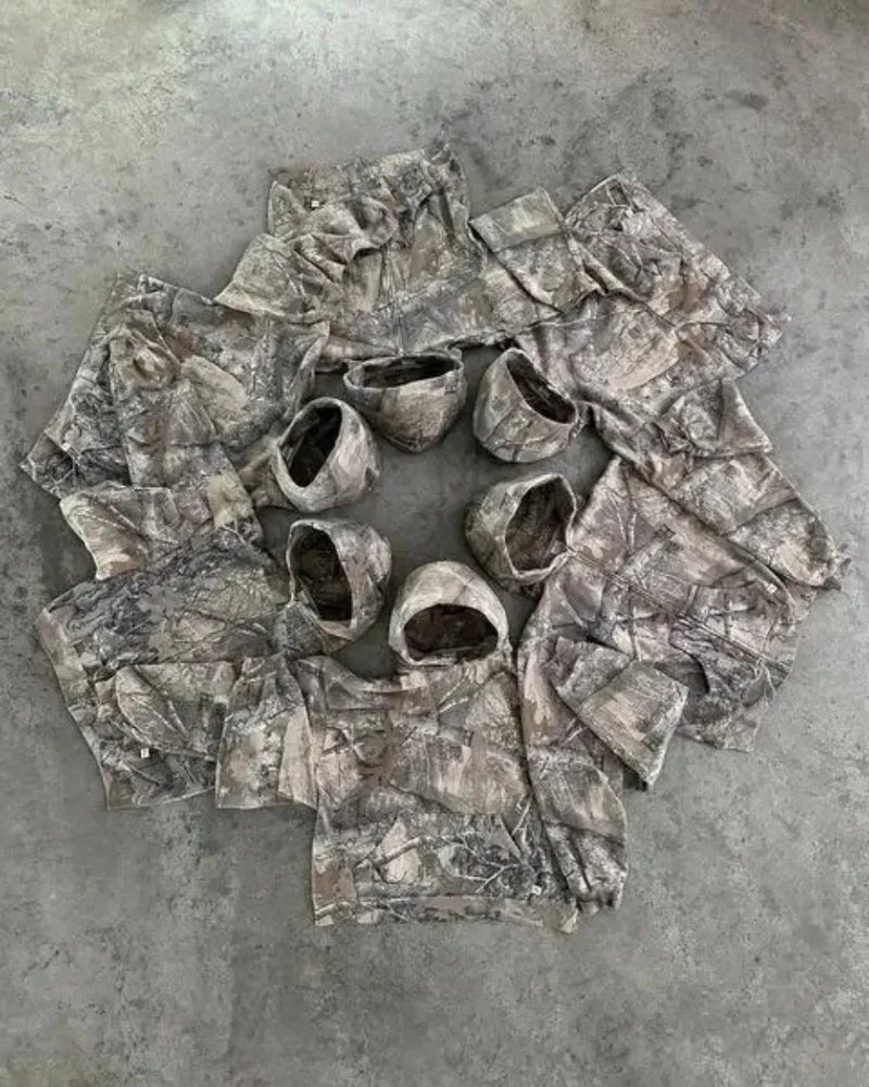 High Street Harajuku New Camouflage Leaf Pattern Hoodie Y2K Sweatshirt