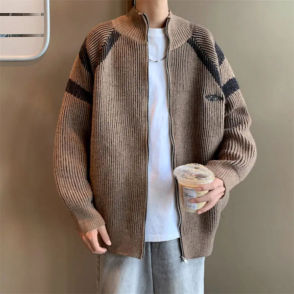 varsity knit sweater with retro streetwear styling for fall and winter outfits, ideal for men’s fashion and seasonal streetwe